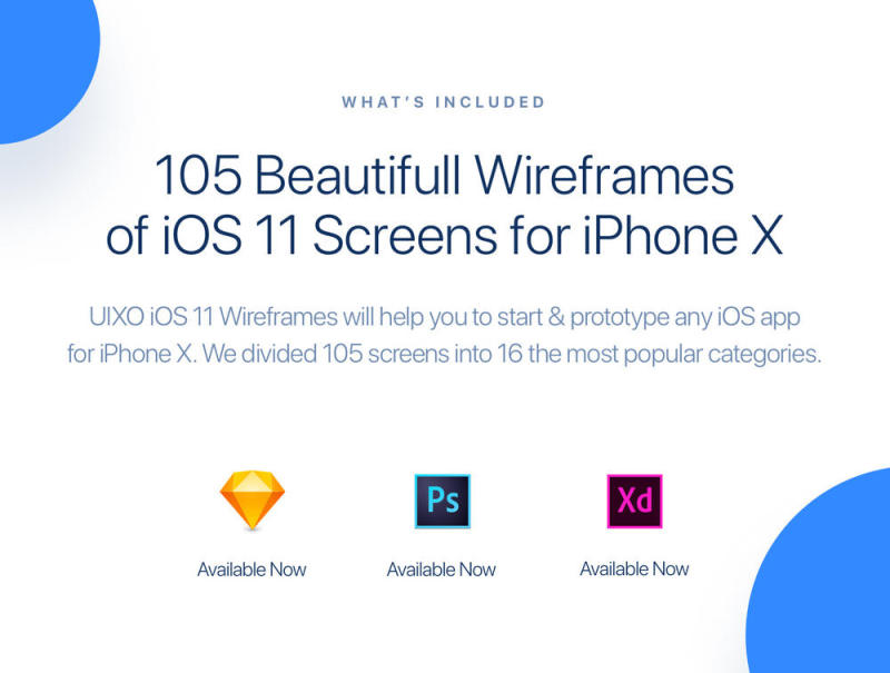 适用于iPhone X的105美丽线框，适用于iPhone X，UIXO iOS 11线框套件的屏幕