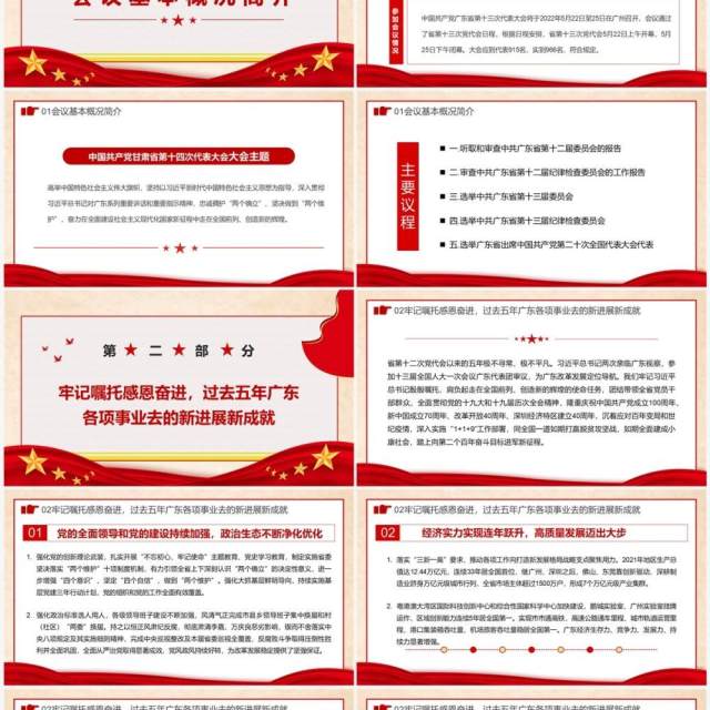 红色党政广东省第十三次党代会PPT模板 红色党政广东省第十三次党代会PPT模板