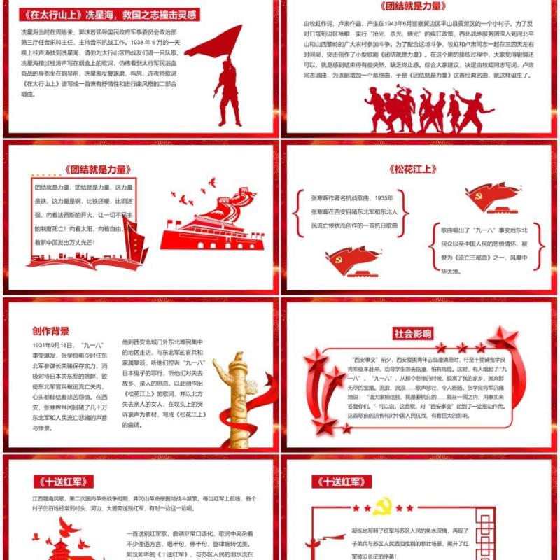 红色党政风红色之旅红色歌曲介绍PPT模板