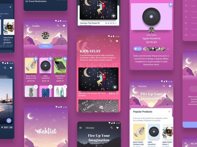 愿望列表应用程序UI工具包Sketch源文件 愿望列表应用程序UI工具包Sketch源文件