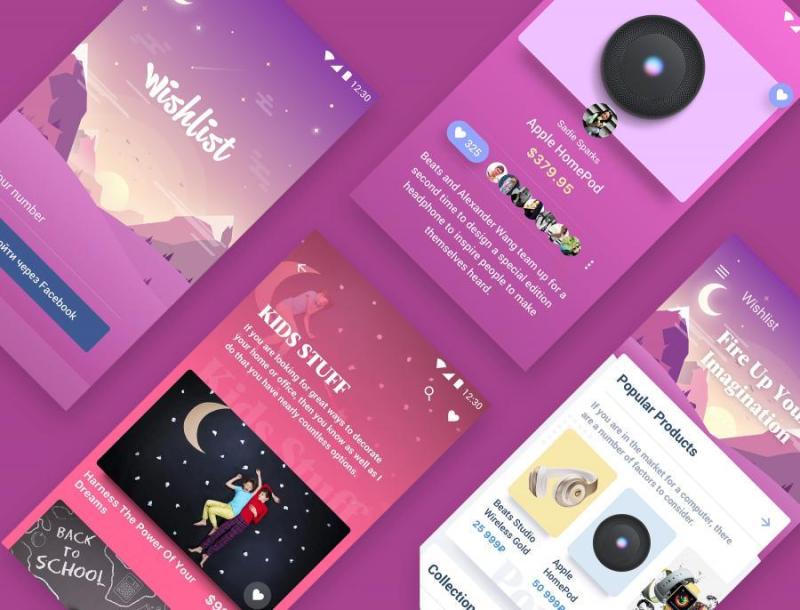 愿望列表应用程序UI工具包Sketch源文件 愿望列表应用程序UI工具包Sketch源文件