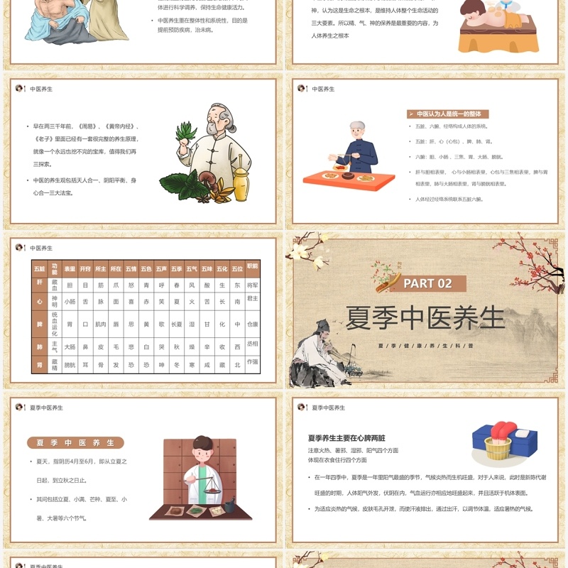 古典中国风夏季养生汇报PPT模板