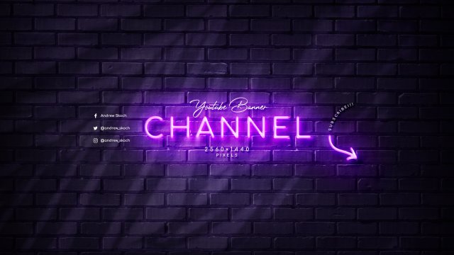 霓虹灯youtube频道艺术字体效果样式PSD素材 霓虹灯youtube频道艺术字体效果样式PSD素材