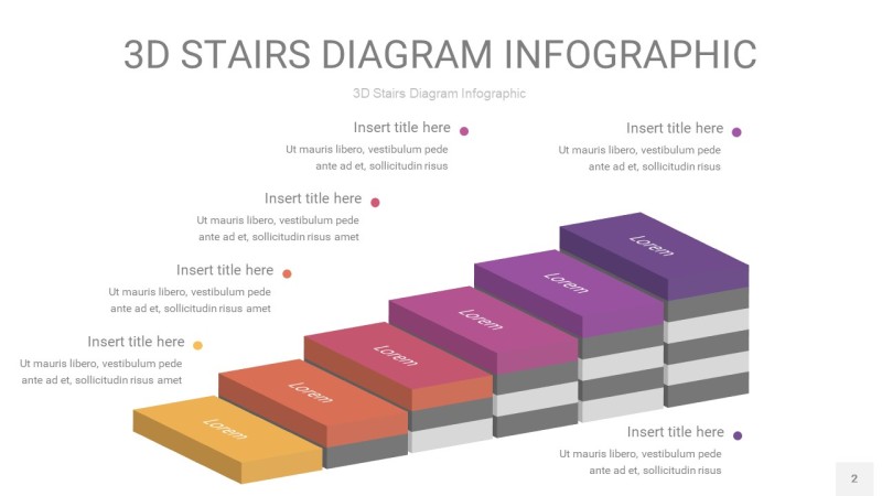 渐变紫黄色3D阶梯PPT图表2