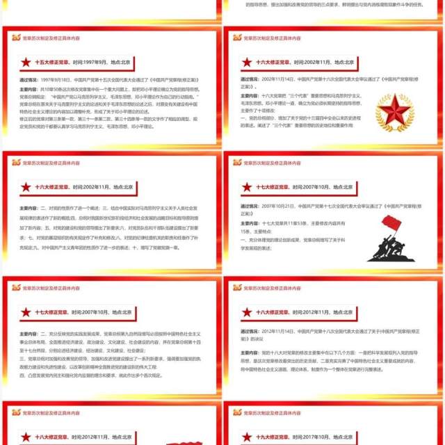 红金党政风中国共产党章程专题党课PPT模板 红金党政风中国共产党章程专题党课PPT模板