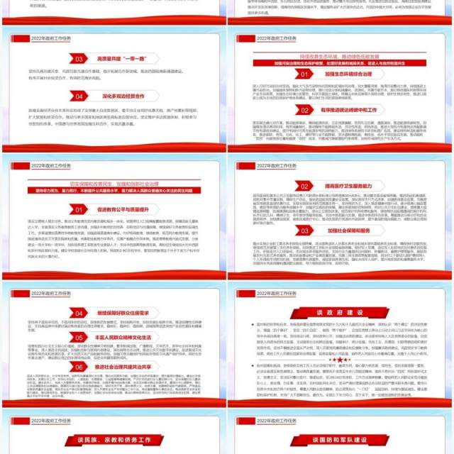 红色党政2022聚焦两会政府工作报告PPT模板 红色党政2022聚焦两会政府工作报告PPT模板