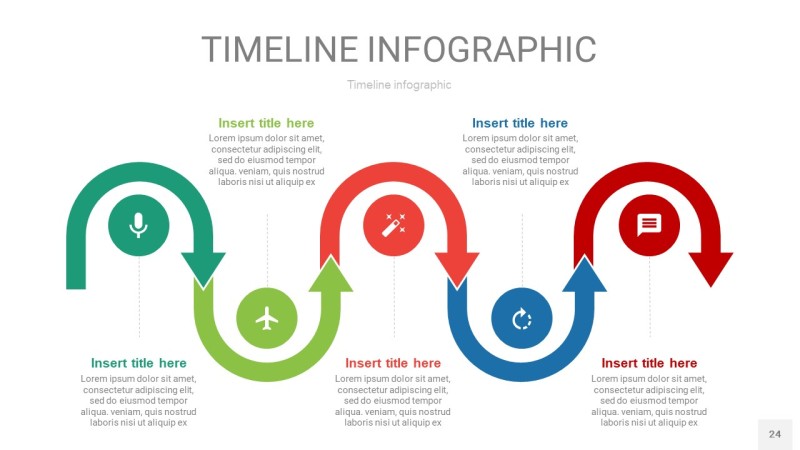 红蓝绿色时间轴PPT信息图24