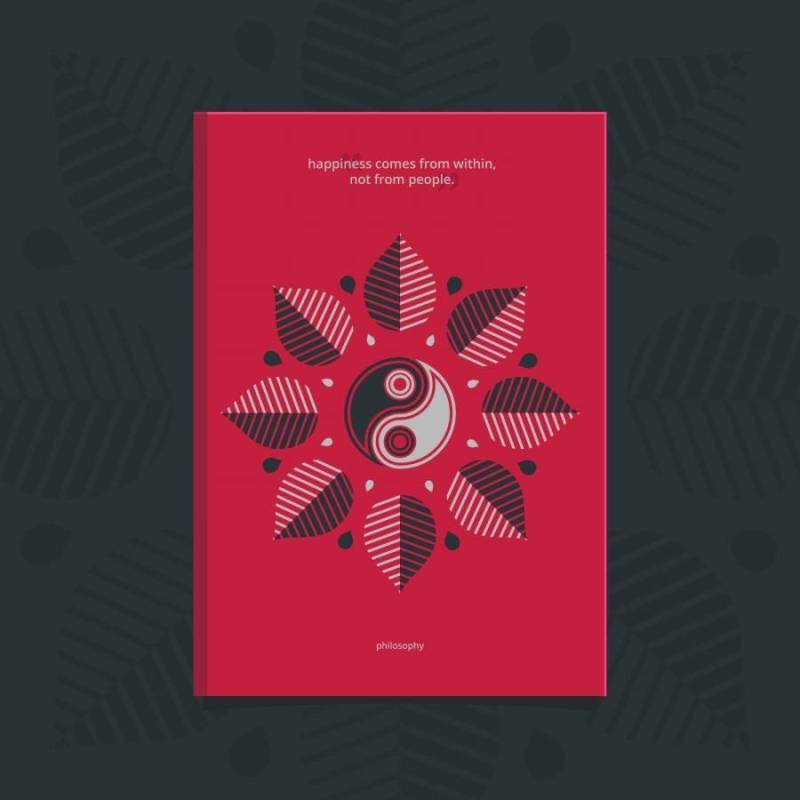 哲学书籍与哲学行情和阴阳形状插图书封面模板