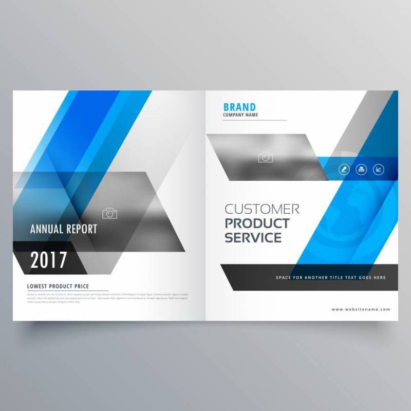 杂志封面页模板布局与抽象的形状。小册子