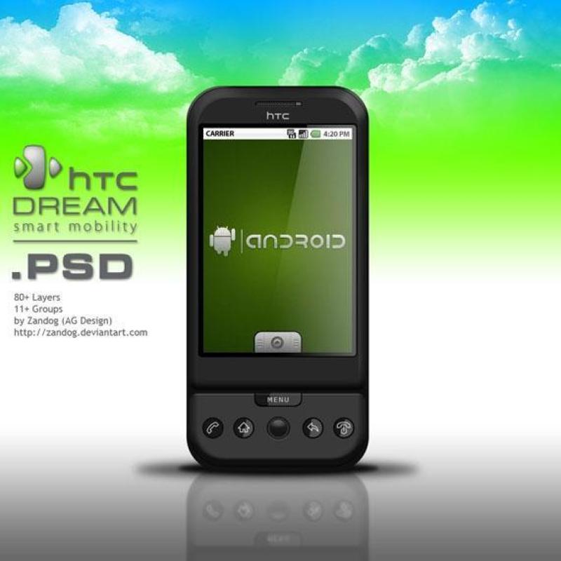 HTC&nbsp;Dream&nbsp;Android&nbsp;手机&nbsp;PSD分层素材