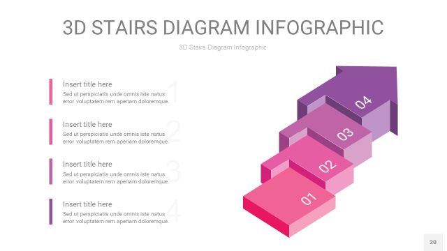 渐变粉紫色3D阶梯PPT图表20