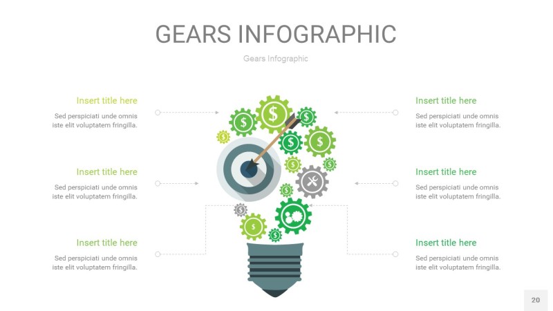 嫩绿色齿轮PPT信息图20