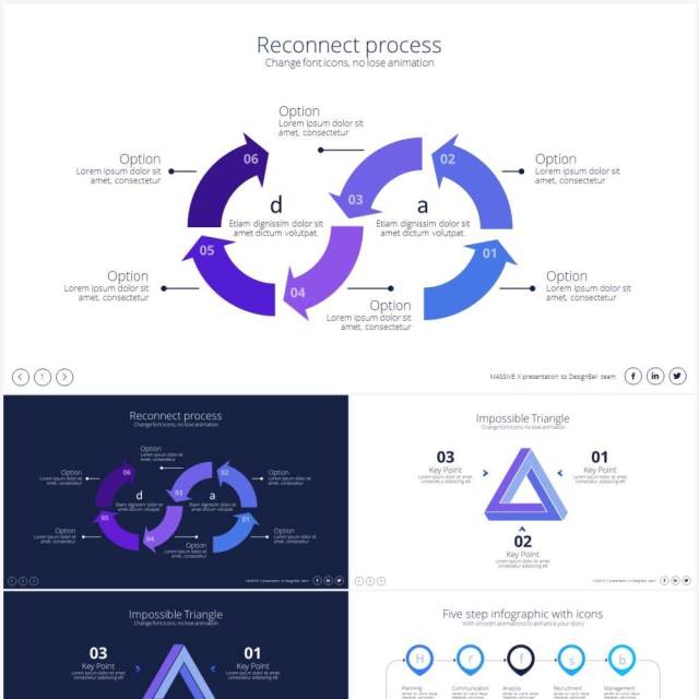 创意循环步骤信息图表PPT素材Cycle