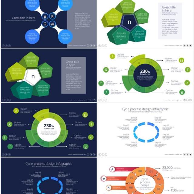 创意循环步骤信息图表PPT素材Cycle