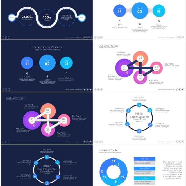 创意循环步骤信息图表PPT素材Cycle