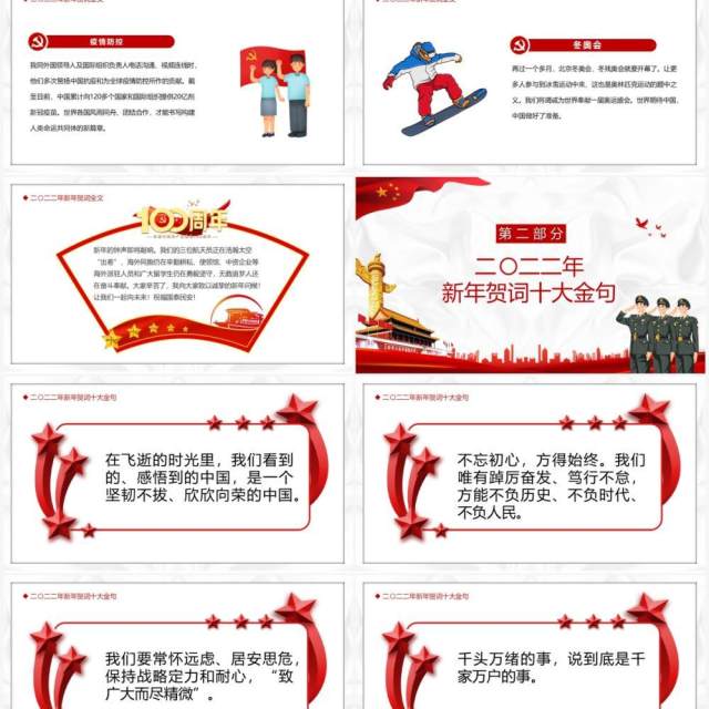 红色党政简约2022新年贺词PPT模板 红色党政简约2022新年贺词PPT模板