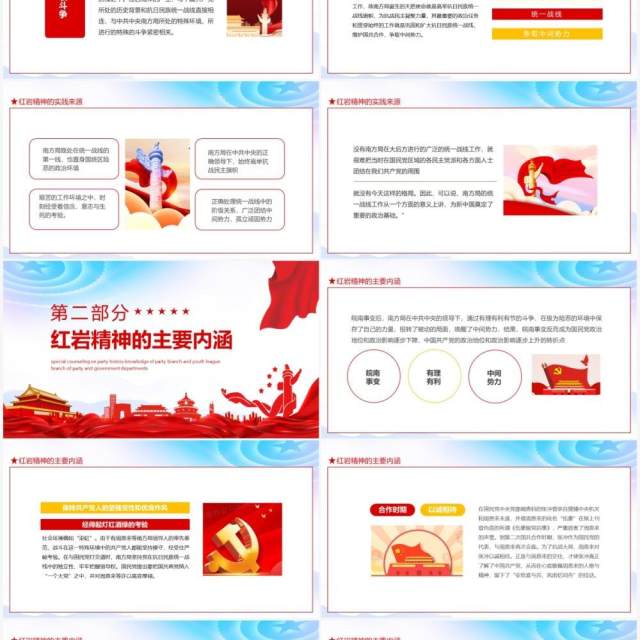 红岩精神中国精神专题讲座党政部门党支部团支部党史知识专题辅导动态PPT模板 红岩精神中国精神专题讲座党政部门党支部团支部党史知识专题辅导动态PPT模板