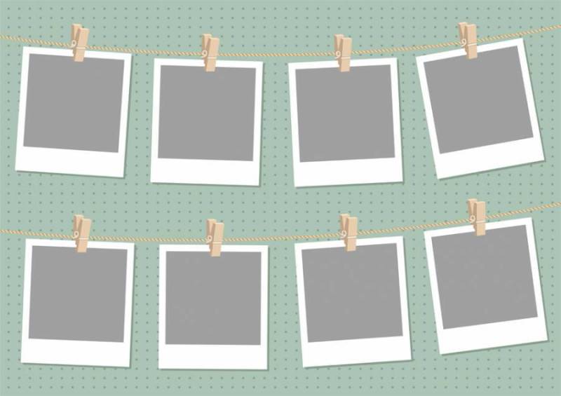 宝丽来照片和木材剪辑和大麻字符串