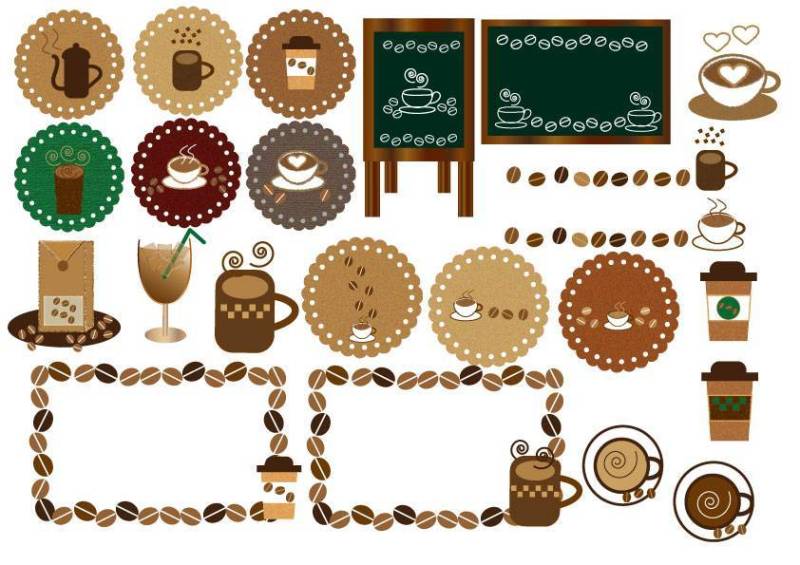 咖啡和咖啡馆材料集