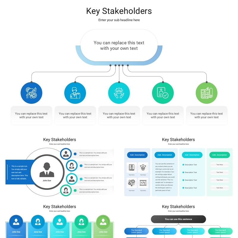 关键利益相关者信息图PPT模板Key Stakeholders