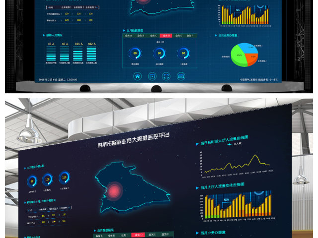 原创动态科技炫酷数据可视化大屏界面UI背景