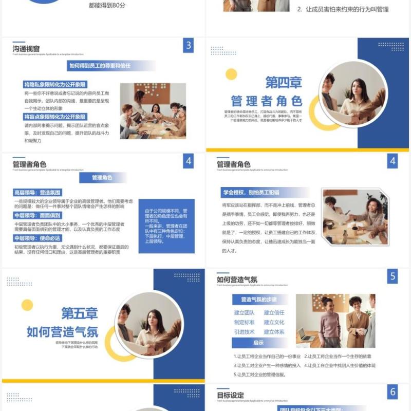 蓝色简约风可复制的领导力企业教育培训通用PPT模板