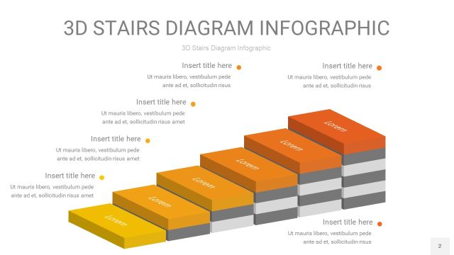 渐变黄色3D阶梯PPT图表2