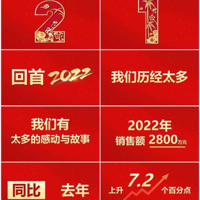 红色中国风2023兔年晚会PPT快闪模板