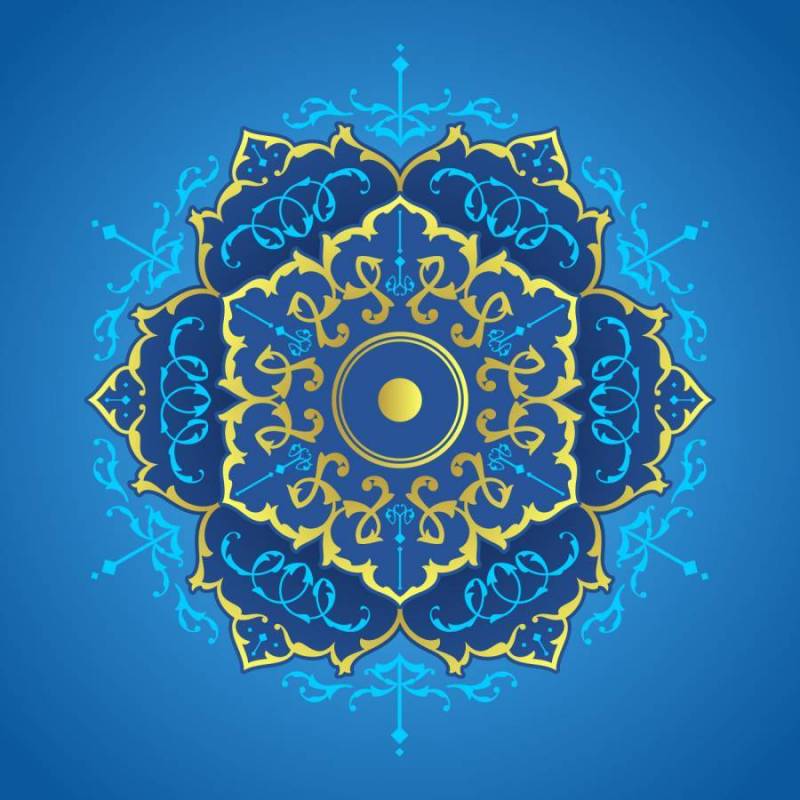 蓝色和金色的曼陀罗装饰装饰品矢量