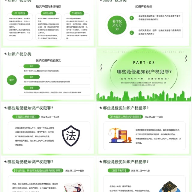 绿色简约风世界知识产权日PPT模板 绿色简约风世界知识产权日PPT模板