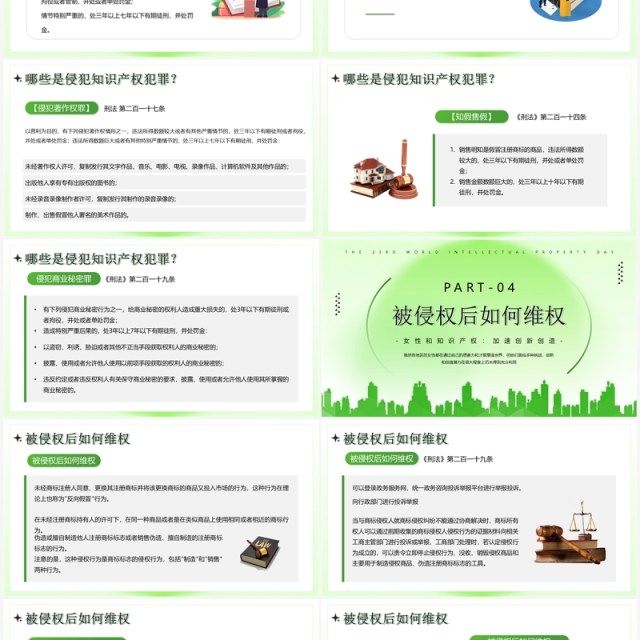 绿色简约风世界知识产权日PPT模板 绿色简约风世界知识产权日PPT模板