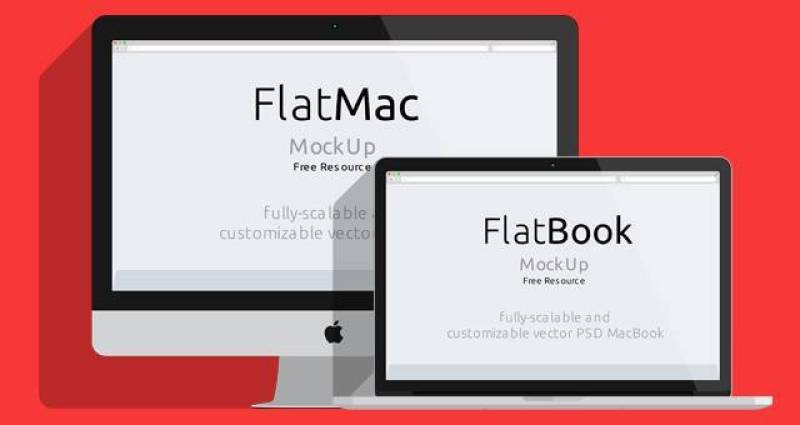 iMac＆amp; Macbook Psd Flat Mockup