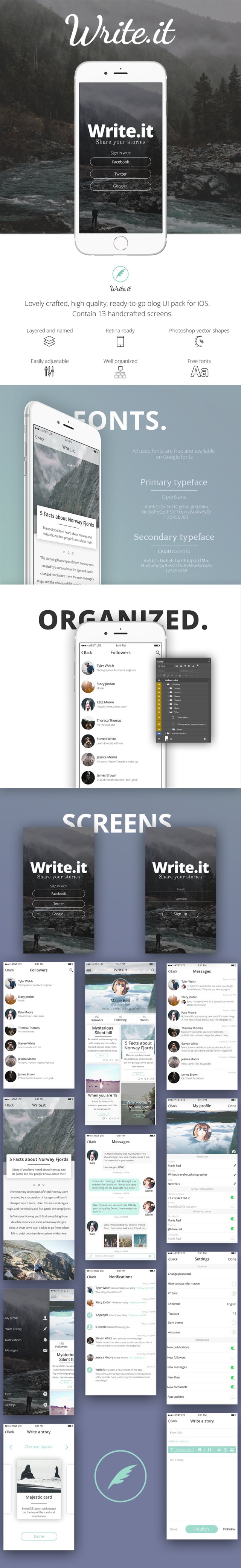 Write.it - 博客应用程序UI工具包 Write.it - 博客应用程序UI工具包