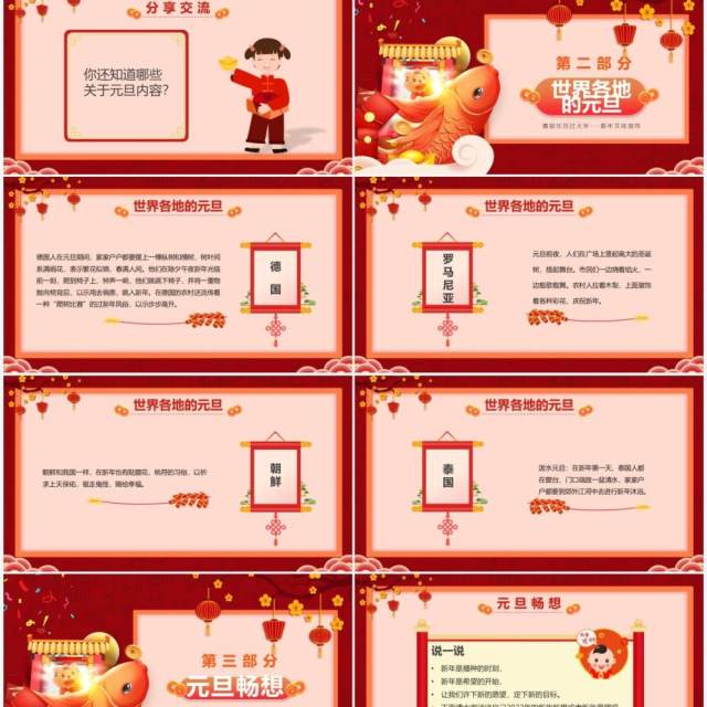 红色卡通庆元旦迎新年节日宣传PPT模板 红色卡通庆元旦迎新年节日宣传PPT模板