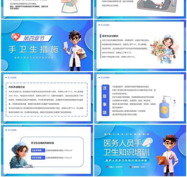蓝色卡通风医务人员手卫生知识培训PPT模板 蓝色卡通风医务人员手卫生知识培训PPT模板