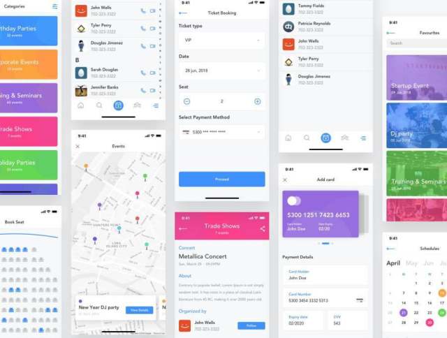完整的UI工具包,适用于Sketch,XD,PSD和FIgma。,Eventz iOS UI工具包中的下一个事件应用程序 完整的UI工具包,适用于Sketch,XD,PSD和FIgma。,Eventz iOS UI工具包中的下一个事件应用程序