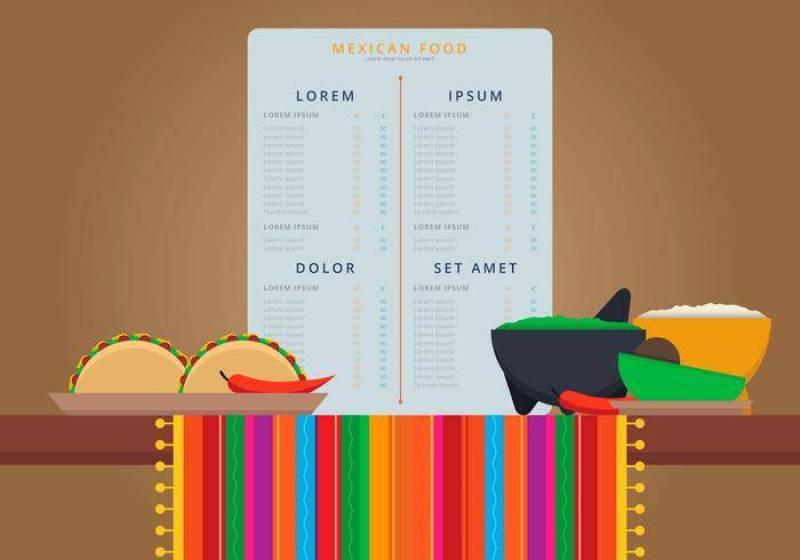 墨西哥传统食品菜单矢量