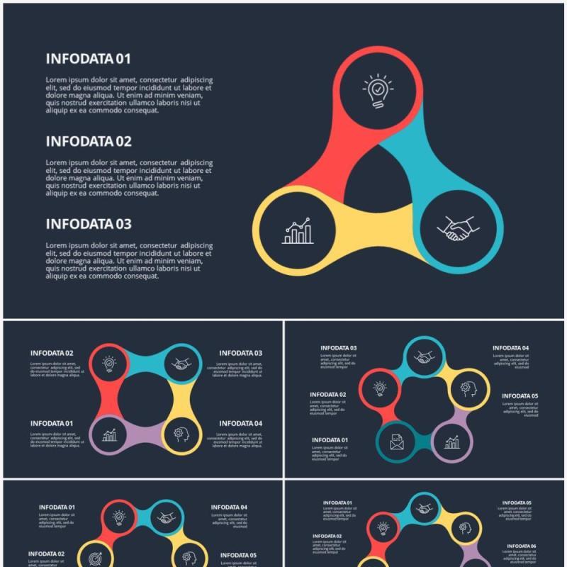 深色背景圆形信息图PPT素材元素Diagrams