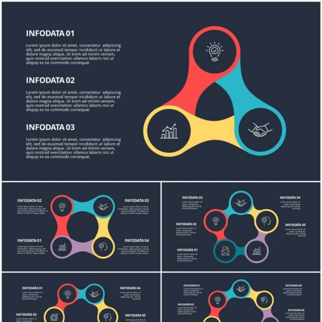 深色背景圆形信息图PPT素材元素Diagrams