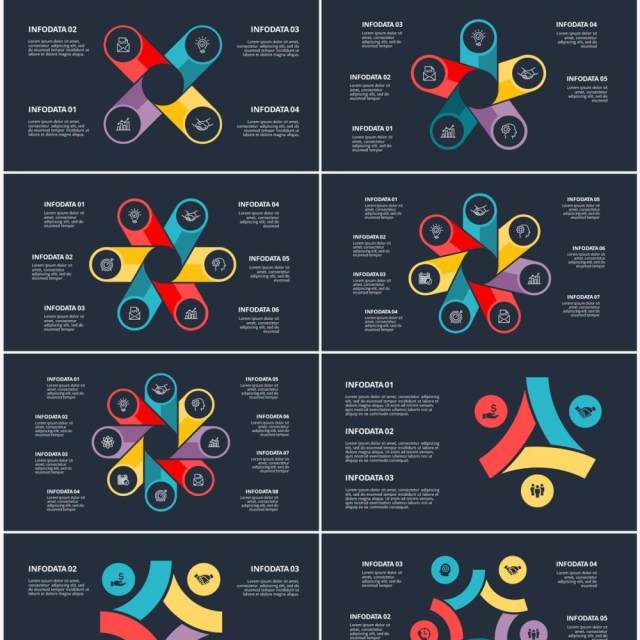 深色背景圆形信息图PPT素材元素Diagrams