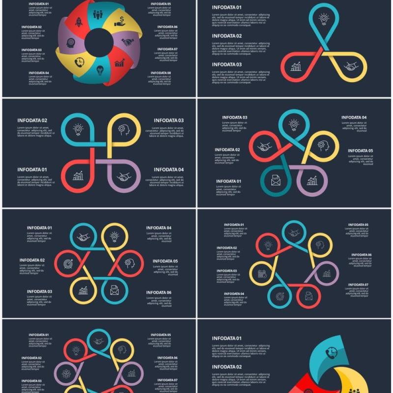 深色背景圆形信息图PPT素材元素Diagrams