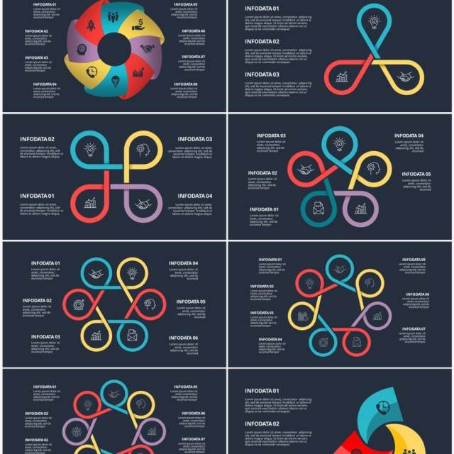 深色背景圆形信息图PPT素材元素Diagrams 深色背景圆形信息图PPT素材元素Diagrams