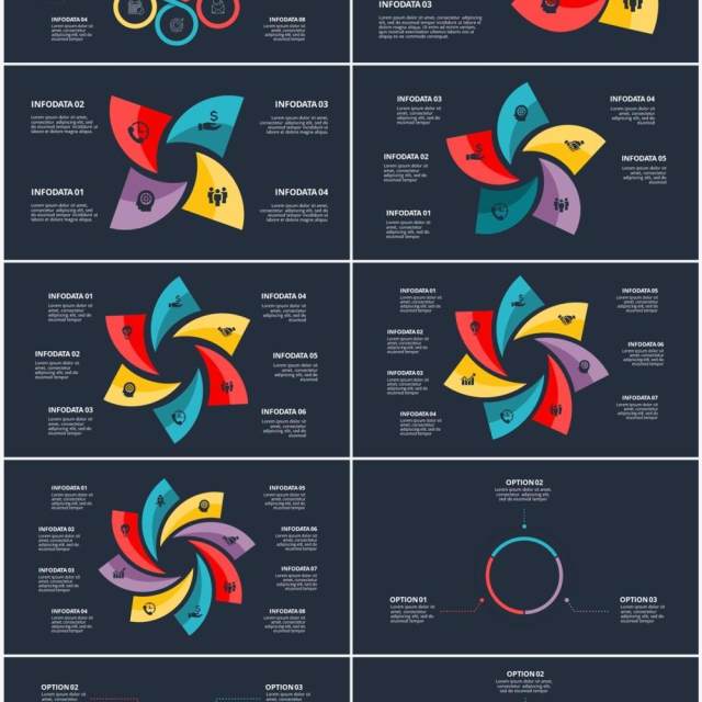 深色背景圆形信息图PPT素材元素Diagrams 深色背景圆形信息图PPT素材元素Diagrams