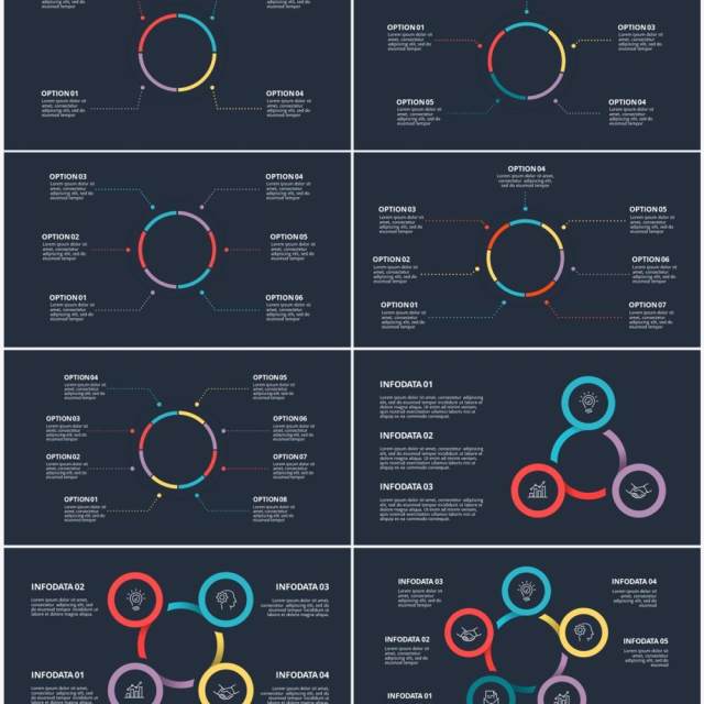 深色背景圆形信息图PPT素材元素Diagrams 深色背景圆形信息图PPT素材元素Diagrams