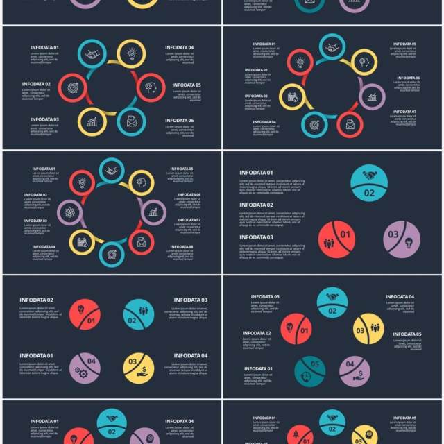 深色背景圆形信息图PPT素材元素Diagrams