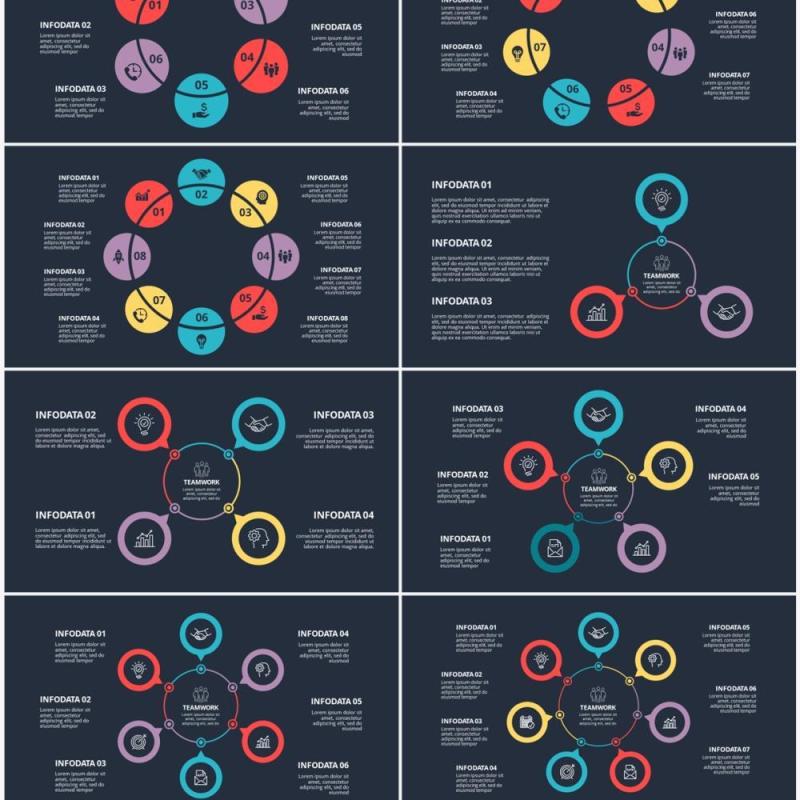 深色背景圆形信息图PPT素材元素Diagrams