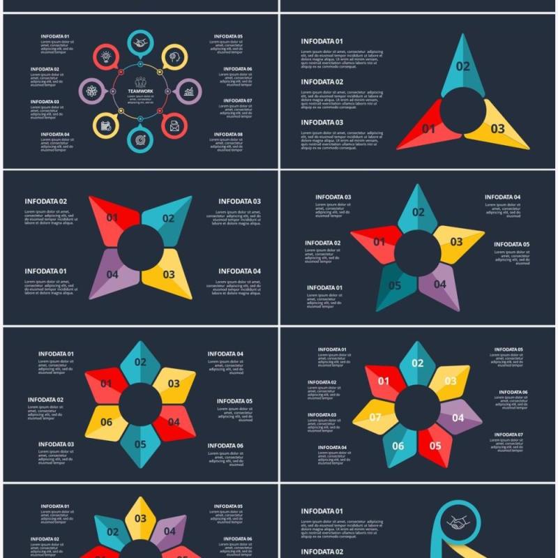 深色背景圆形信息图PPT素材元素Diagrams