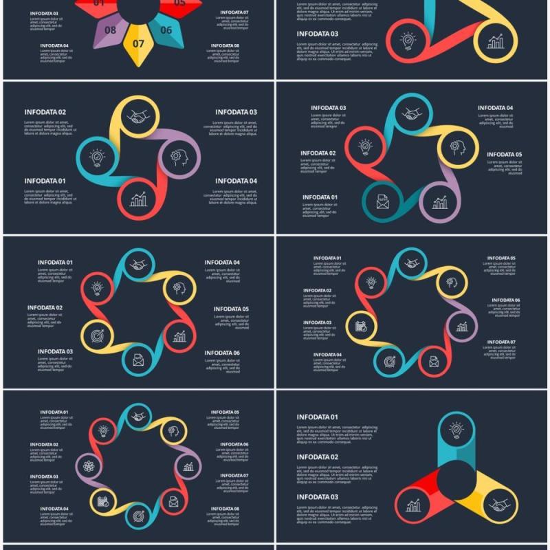 深色背景圆形信息图PPT素材元素Diagrams