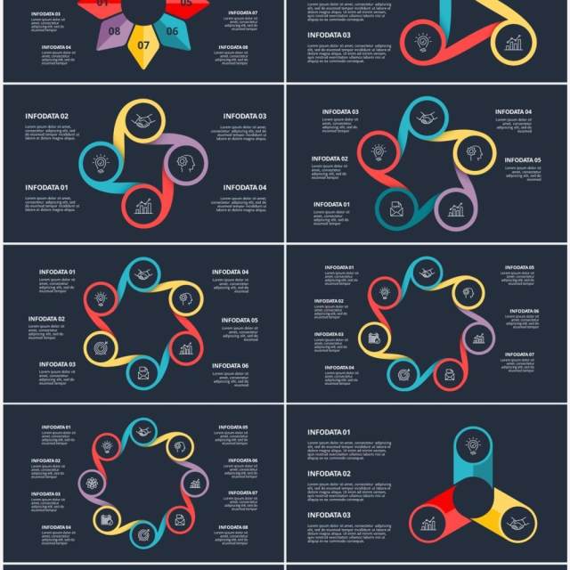 深色背景圆形信息图PPT素材元素Diagrams