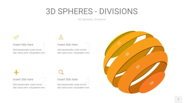 黄色3D球体切割PPT信息图7